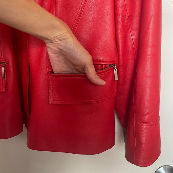 Lafayette 148 Red Leather Jacket Size 20 XXL 2X Plus Size - Picture 6 of 10